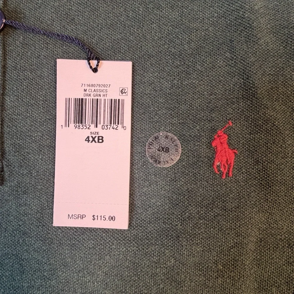 Polo Ralph‎ Lauren Long Sleeve Mesh Polo Shirt Men's 4XB Green Big & Tall $115